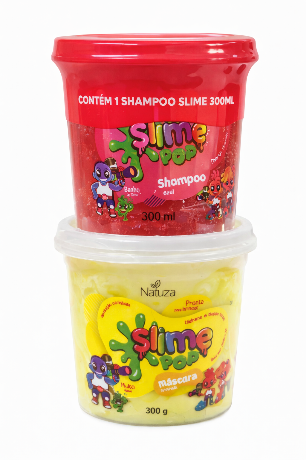 Shampoo Infantil Slime Pop Feminino 300ml + Máscara 300g Kit Natuza