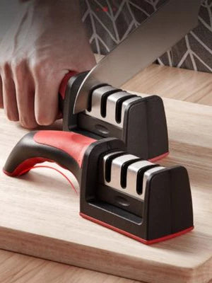 Amolador Afiador De Facas Em Aço Inox Profissional Com 3 Afiadores Profissional 21.5x5,8x5,1 CM