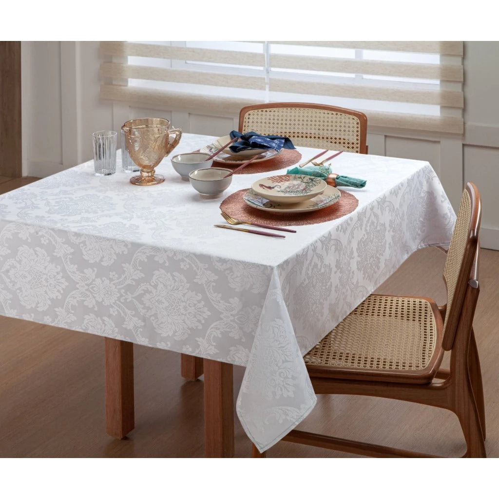 Toalha De Mesa Luxo 4 Lugares Jacquard Original Tecido Grosso Promoção
