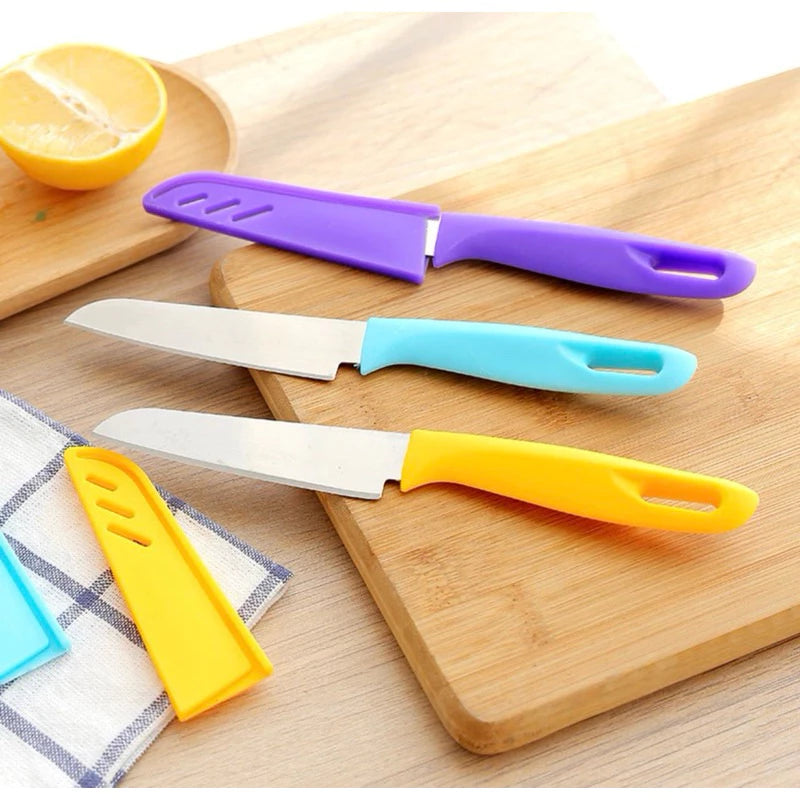 Kit 10 Facas com Bainha Lamina em Aço Inox, Faquinhas Cozinha Afiadas Utilidade do Lar Faquinha Pequena com Capa Cozinha