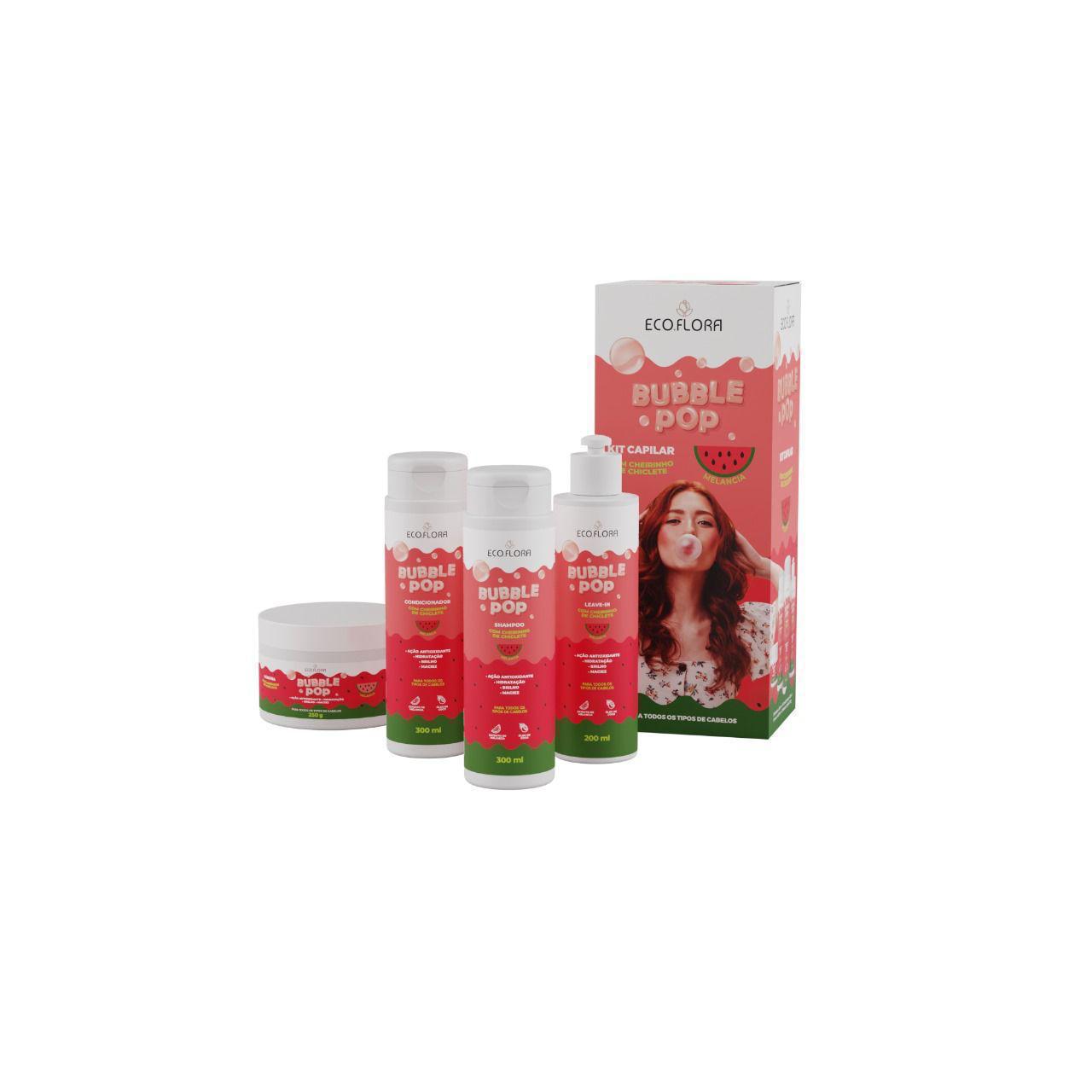 Kit Capilar Bubble Pop Melancia C/4 Eco Flora cheiro de chiclete