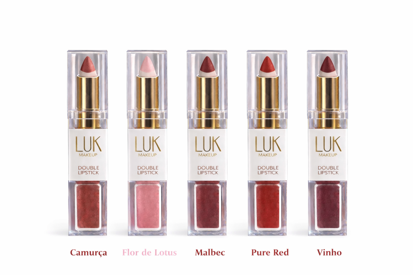 Kit 12 Batons LUK Makeup Double Lipstick – Cores Variadas