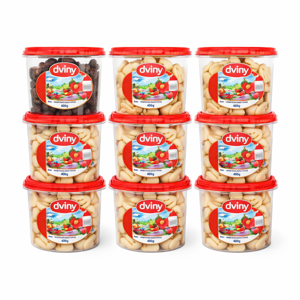 Biscoitos Amanteigados Tradicional C/12 Potes Misto 400g - Dviny