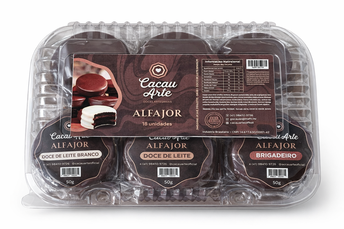 Alfajor Artesanal Cacau Arte – Pote com 18 Unidades de 50g