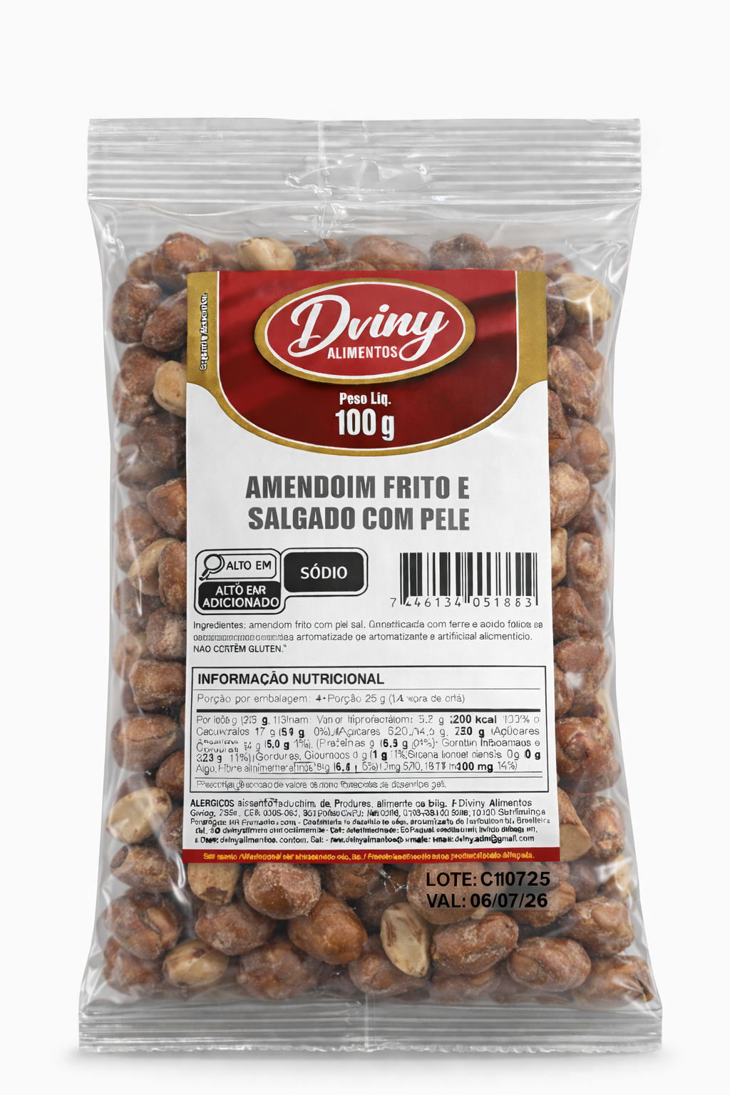 Amendoins Sortidos Diviny – Caixa 30x100g  Amendoim Crocante Sortido Diviny – Caixa com 30 Unid