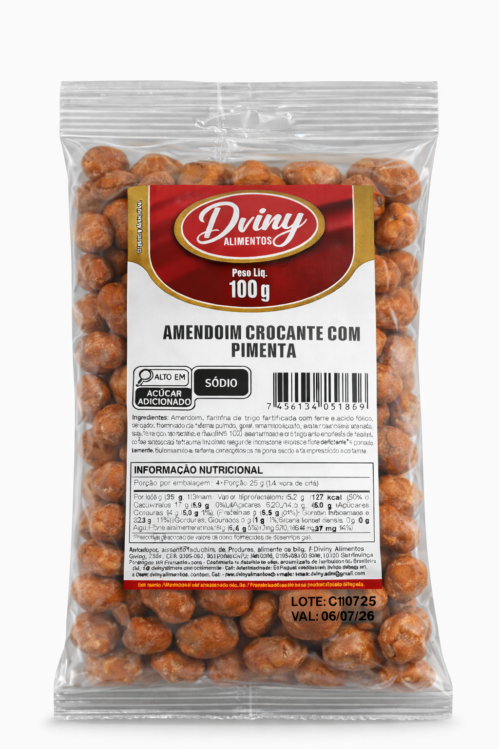 Amendoins Sortidos Diviny – Caixa 30x100g  Amendoim Crocante Sortido Diviny – Caixa com 30 Unid