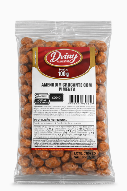 Amendoins Sortidos Diviny – Caixa 30x100g  Amendoim Crocante Sortido Diviny – Caixa com 30 Unid