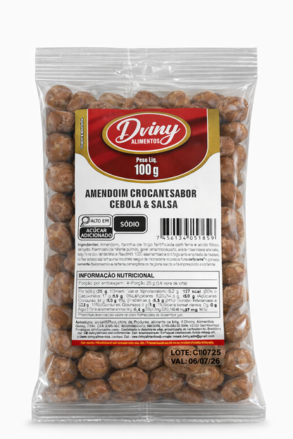 Amendoins Sortidos Diviny – Caixa 30x100g  Amendoim Crocante Sortido Diviny – Caixa com 30 Unid