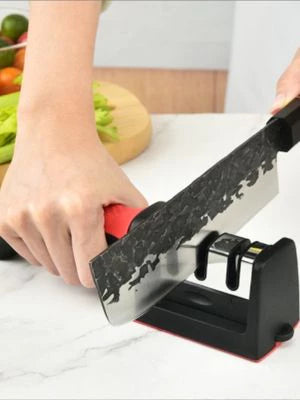 Amolador Afiador De Facas Em Aço Inox Profissional Com 3 Afiadores Profissional 21.5x5,8x5,1 CM