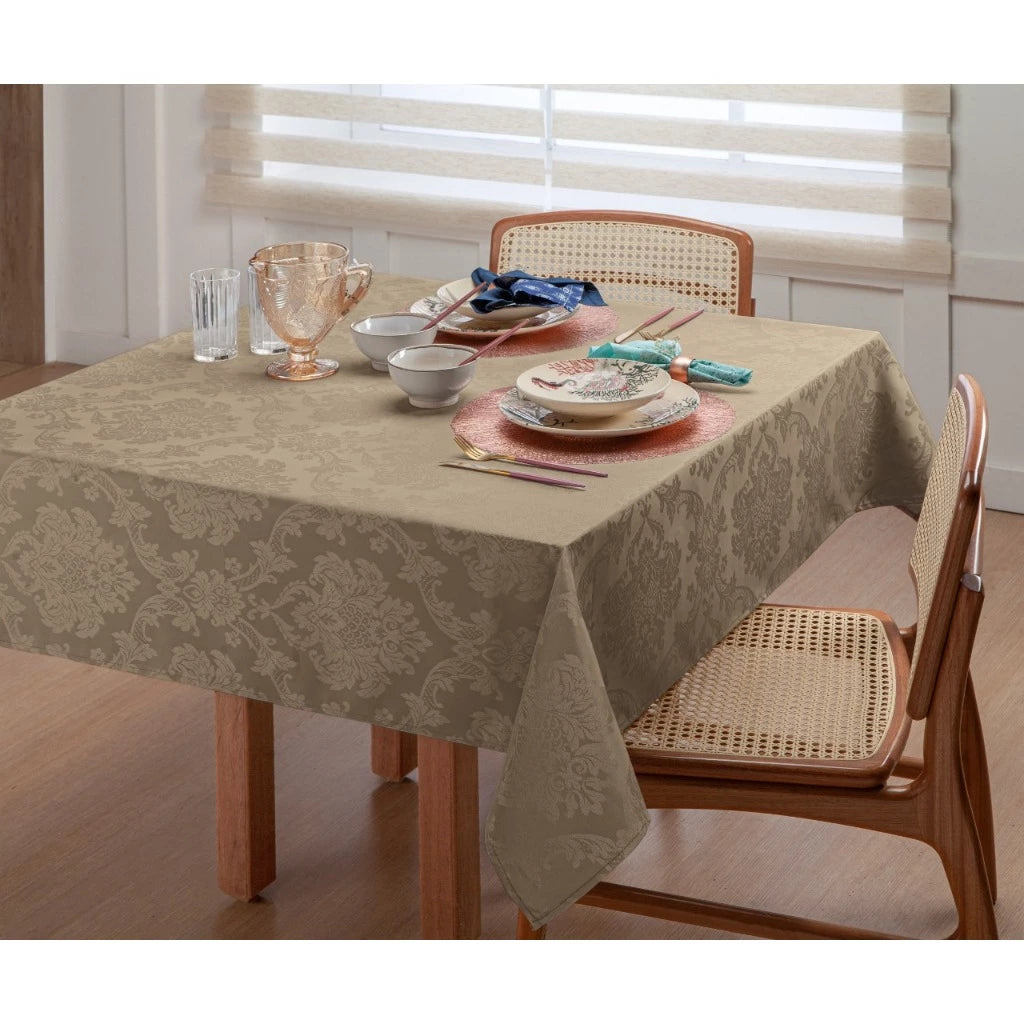 Toalha De Mesa Luxo 4 Lugares Jacquard Original Tecido Grosso Promoção