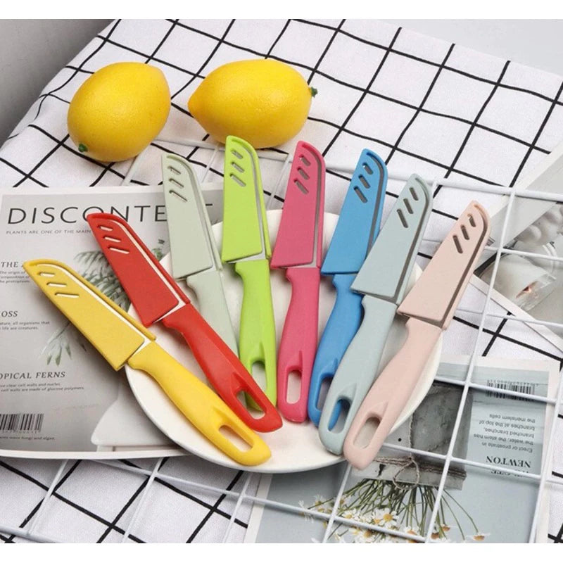 Kit 10 Facas com Bainha Lamina em Aço Inox, Faquinhas Cozinha Afiadas Utilidade do Lar Faquinha Pequena com Capa Cozinha