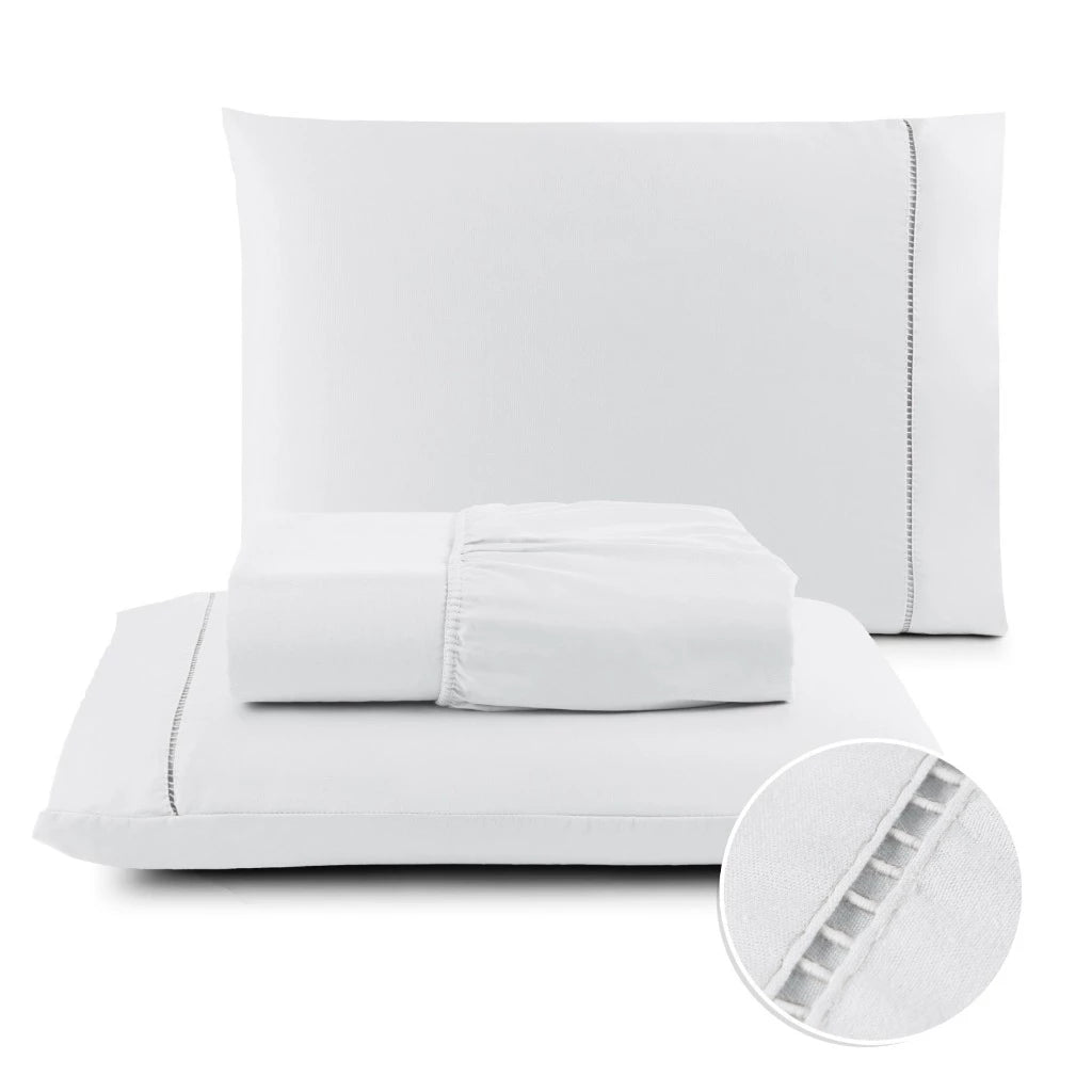 Kit Lencol Extra Macio 400 Fios Micropercal Com Ponto Palito Vários Tamanhos