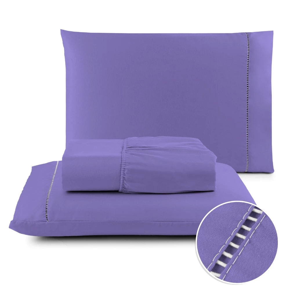 Kit Lencol Extra Macio 400 Fios Micropercal Com Ponto Palito Vários Tamanhos