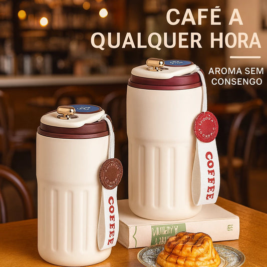 Copo Térmico 450ml Inox com Display Digital e Tampa Trava Mantém Bebidas Quentes ou Frias por Horas