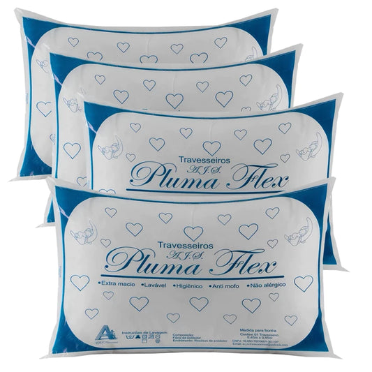 4 Travesseiro Fibra Mista manta Promoção Macio - Confortável - Grande Tecido Tnt