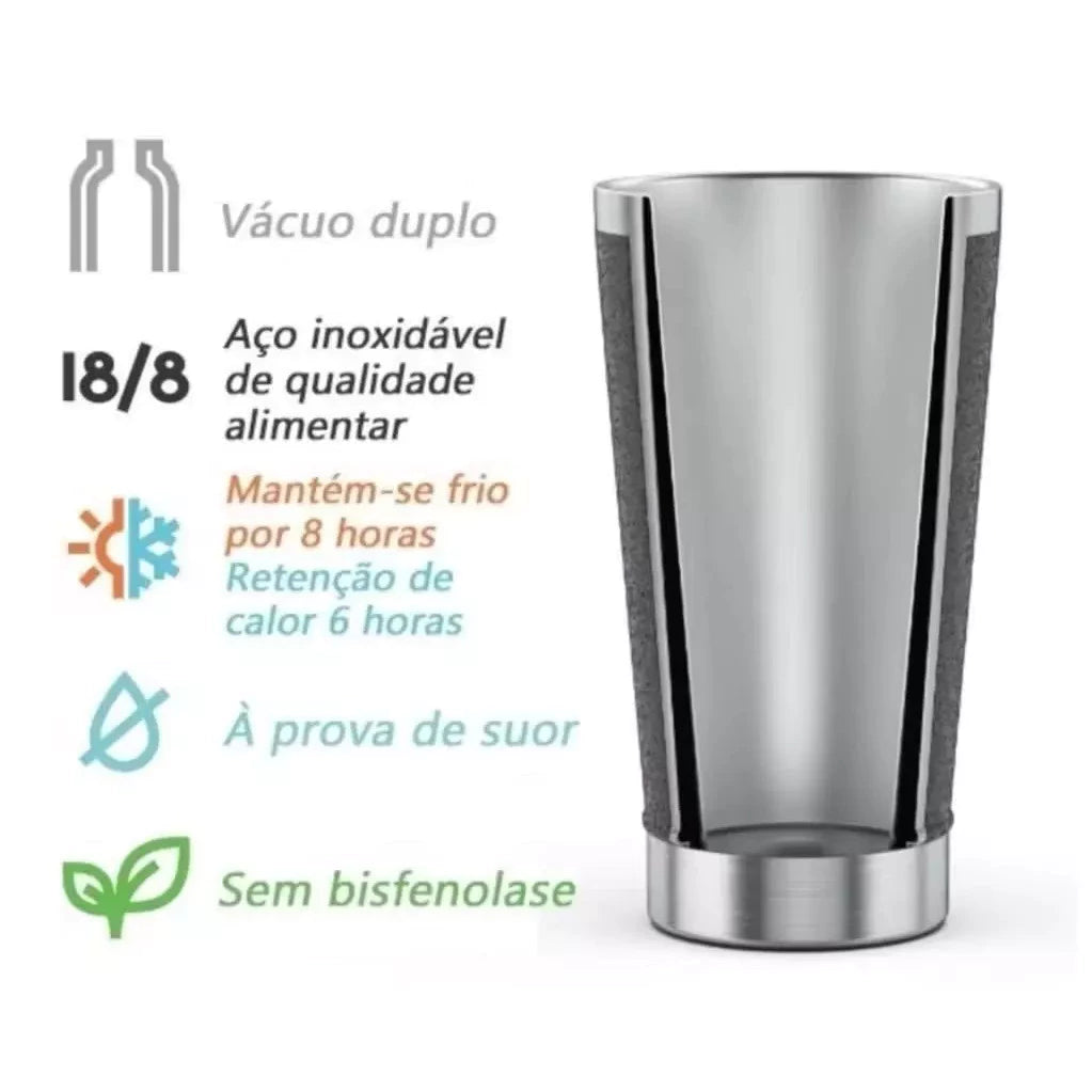 Copo Térmico 473ml Mantém Gelado por 4 Hrs, Abridor De Garrafa, Perfeito Para Cerveja / Refrigerante