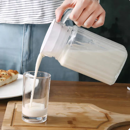Jarra C/ Tampa 500ml Em vidro Servir Suco Vitamina Refresco Agua Chá Cor Transparente