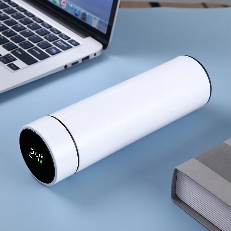 Garrafa Térmica Inox Inteligente 500 ml Com Medidor De Temperatura Ideal Para Viagens Escritório